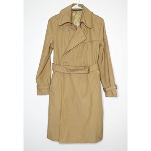 Norma Kamali Double Breasted Trench Coat Jacket Women's Tan Size Medium